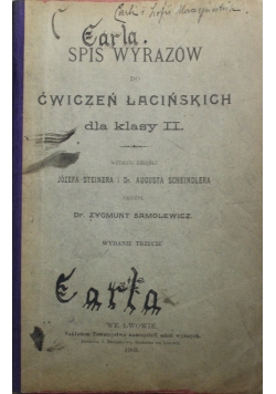 Spis wyrazów do ćwiczeń łacińskich dla klasy II 1903 r.