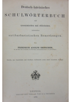 Deutsch-Lateinisches Schulworterbuch, 1872 r.