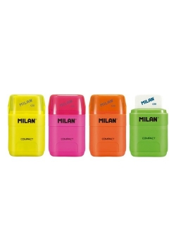 Temperówka + gumka Milan Compact Fluo mix kolorów
