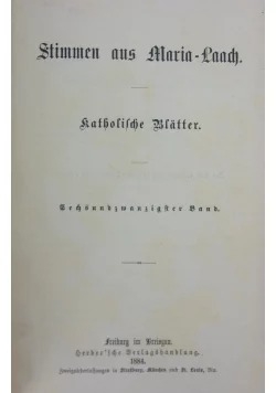 Stimmen aus Maria Laach, 1884 r.