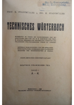 Słownik techniczny. Technisches Worterbuch, Tom I i II, 1923 r.
