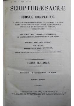 Scripturae Sacrae Cursus Completus Tomus Septimus 1866 r.