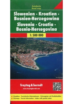 Słowenia Chorwacja Bośnia i Hercegowina mapa 1:500 000 Freytag & Berndt.  Nowa