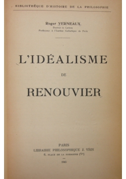 L'Idealisme de Renouvier, 1945r.