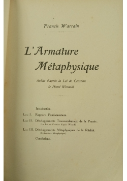 L'Armature Metaphysique 1925 r
