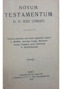Novum Testamentum, 1918 r.
