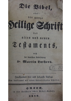Die Bibel, 1840 r.