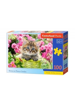 Puzzle Kitten In Flower Garden 100