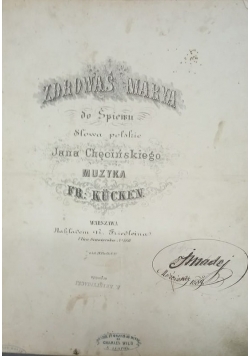Zdrowaś Marya do śpiewu, 1889 r.