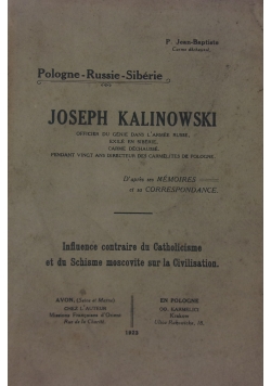 Influence contraire du Catholicisme et du Schisme moscovite sur la Civilisation, 1923 r.