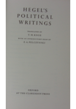 Hegel's Political Writings