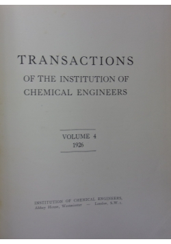 Transactions Institution of Chemical Engineers vol. 4 1926r.