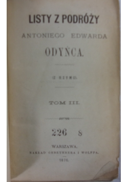Listy z podróży, 1876 r.