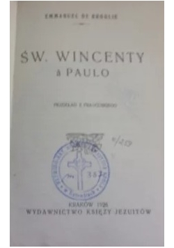 Święty Wincenty A Paulo, 1926 r.