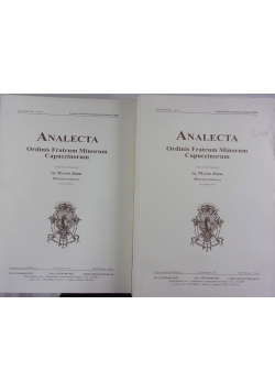 Analecta. Ordinis fratrum minorum capuccinorum vol. 122 część 2 i 3 do 4. 2 książki
