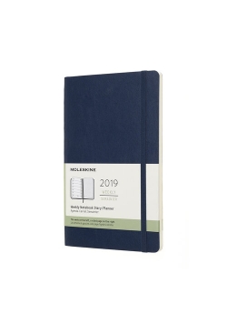 Kalendarz 2019 tygodniowy Moleskine 12M L  miękka oprawa, szafirowy