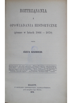 Roztrząsania i opowiadania historyczne 1876 r.