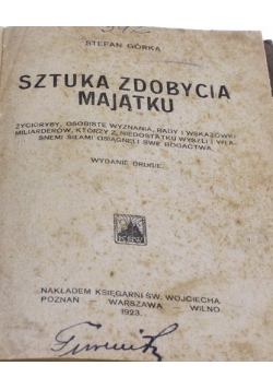 Sztuka zdobycia majątku, 1923 r.