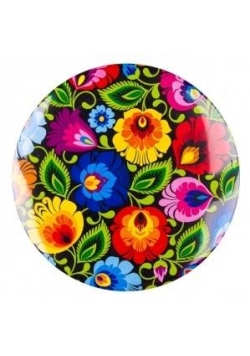 Przypinka duża - łowicka czarna 58 mm FOLKSTAR