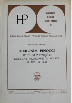 Hieronim Pinocci studium z dziejów kultury naukowej