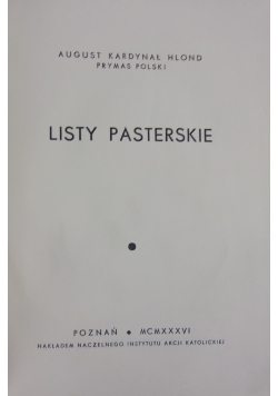 Listy pasterskie, 1936r.