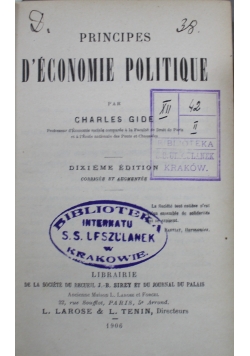 Principes D Economie Politique 1906 r.