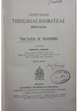 Institutiones Theologiae Dogmaticae ,1870 r.