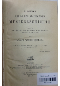 Abriss der allgemeinen Musikgeschichte, 1919 r.