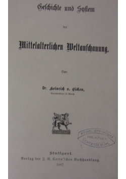 Mittelalter Weltanschauung, 1887 r.