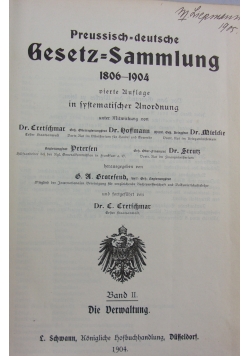 Preussisch=deutsche Geset=Sammlung 1806-1904r. Band II