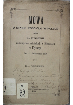 Mowa o stanie Kościoła w Polsce 1860 r.