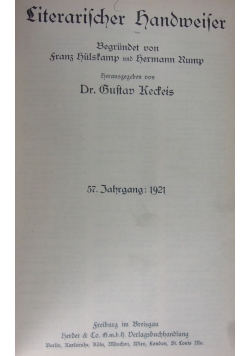 Literarischer Handweiser, 1921 r.