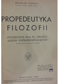 Propedeutyka filozofii 1938 r