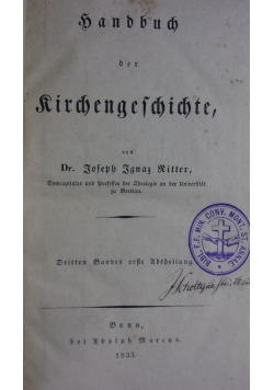 Handbuch der Kirchengeschichte, 1833 r.