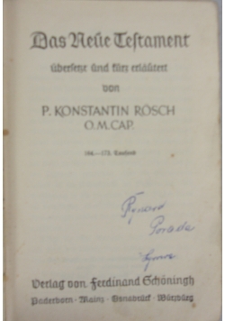 Das neue Testament, 1930 r.