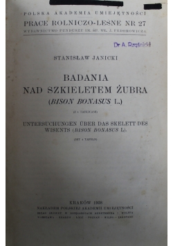 Badania nad szkieletem żubra 1938 r