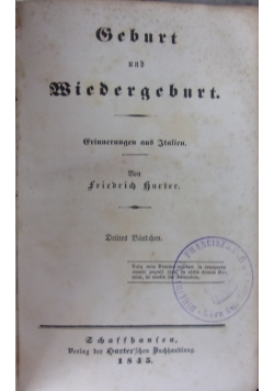 Geburt und Wiedergeburt, 1845 r.