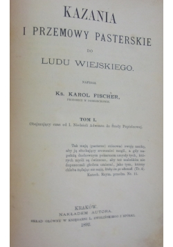 Kazania i przemowy pasterskie , 1892r.