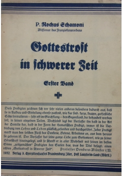 Gottestrost in schwerer Zeit Erster Band, 1932 r.