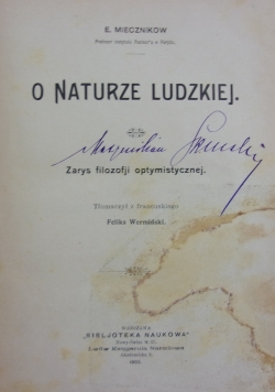 O naturze ludzkiej, 1905r.