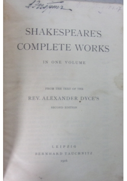 Shakespeare's complete works, 1916r.