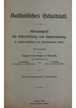 Katholische Schulblatt,1919r.