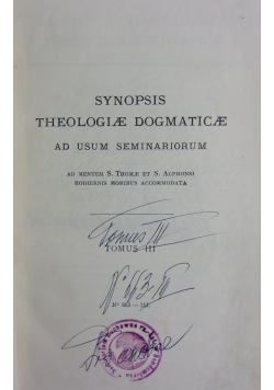 Synopsis theologiae dogmaticae, tomus III, 1938r