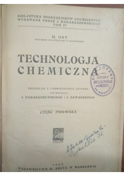 Technologja chemiczna, 1922 r.