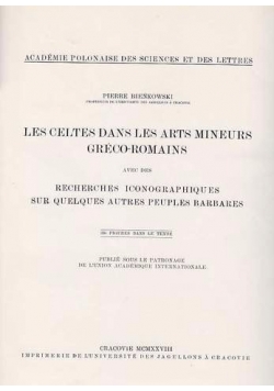 Les celtes dans les arts mineurs Greco-Romains, 1928 r.