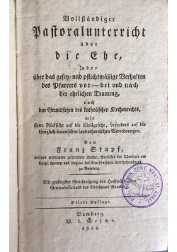 Vollstandiger pastoral unterricht uber die ghe, 1824 r.