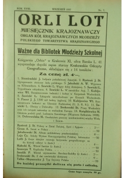 Orli Lot Miesięcznik Krajoznawczy, Rok XVIII, Nr. 7, 1937 r.