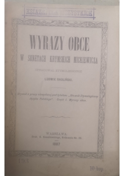 Wyrazy obce w sonetach krymskich Mickiewicza, 1887 r.