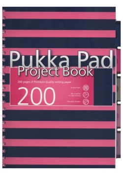 Kołozeszyt A4 Pukka Pad Navy w kratkę 200 kartek różowy