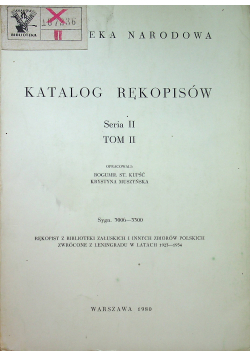 Katalog Rękopisów Tom II